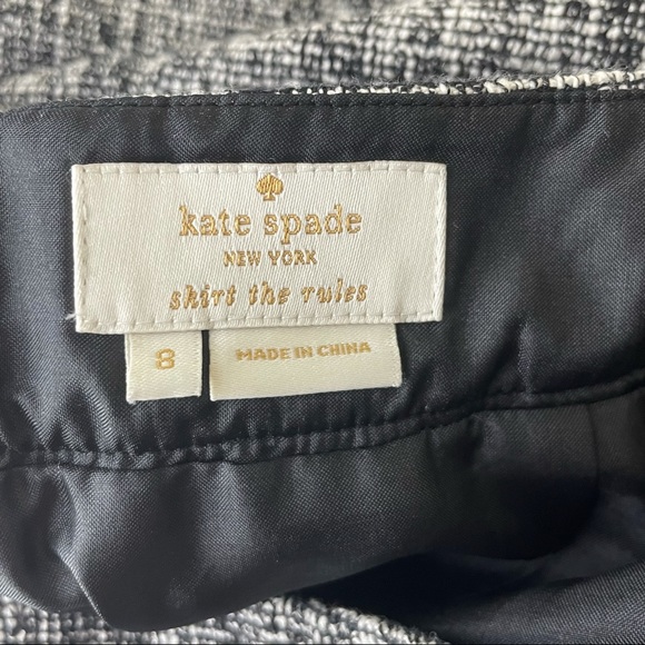 KATE SPADE JUDY PENCIL TWEED MINI SKIRT GREY BLACK WHITE HEATHER TWEED 8 - Picture 4 of 7